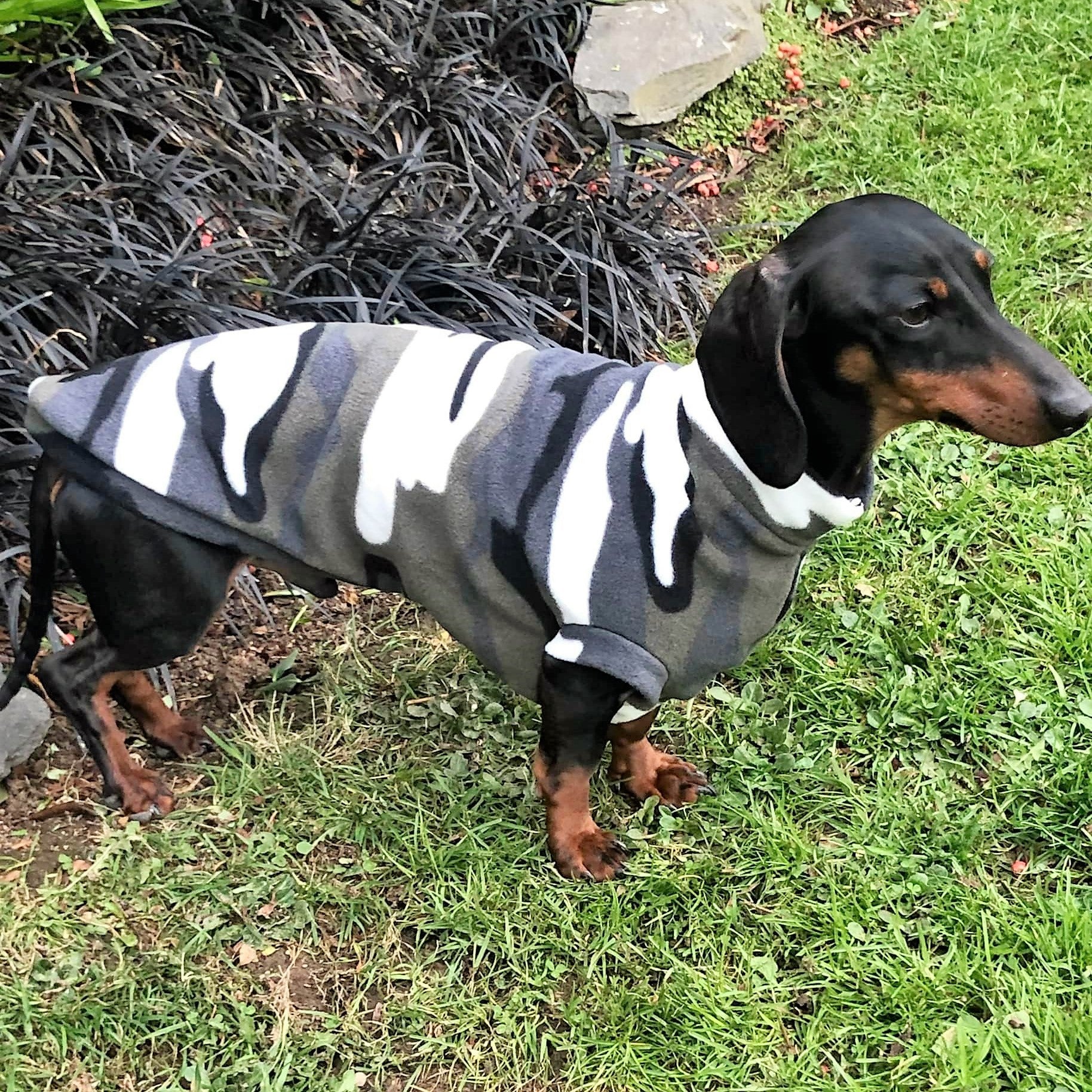 Camo Print Dachshund Fleece Jumper Pooch Pawfect